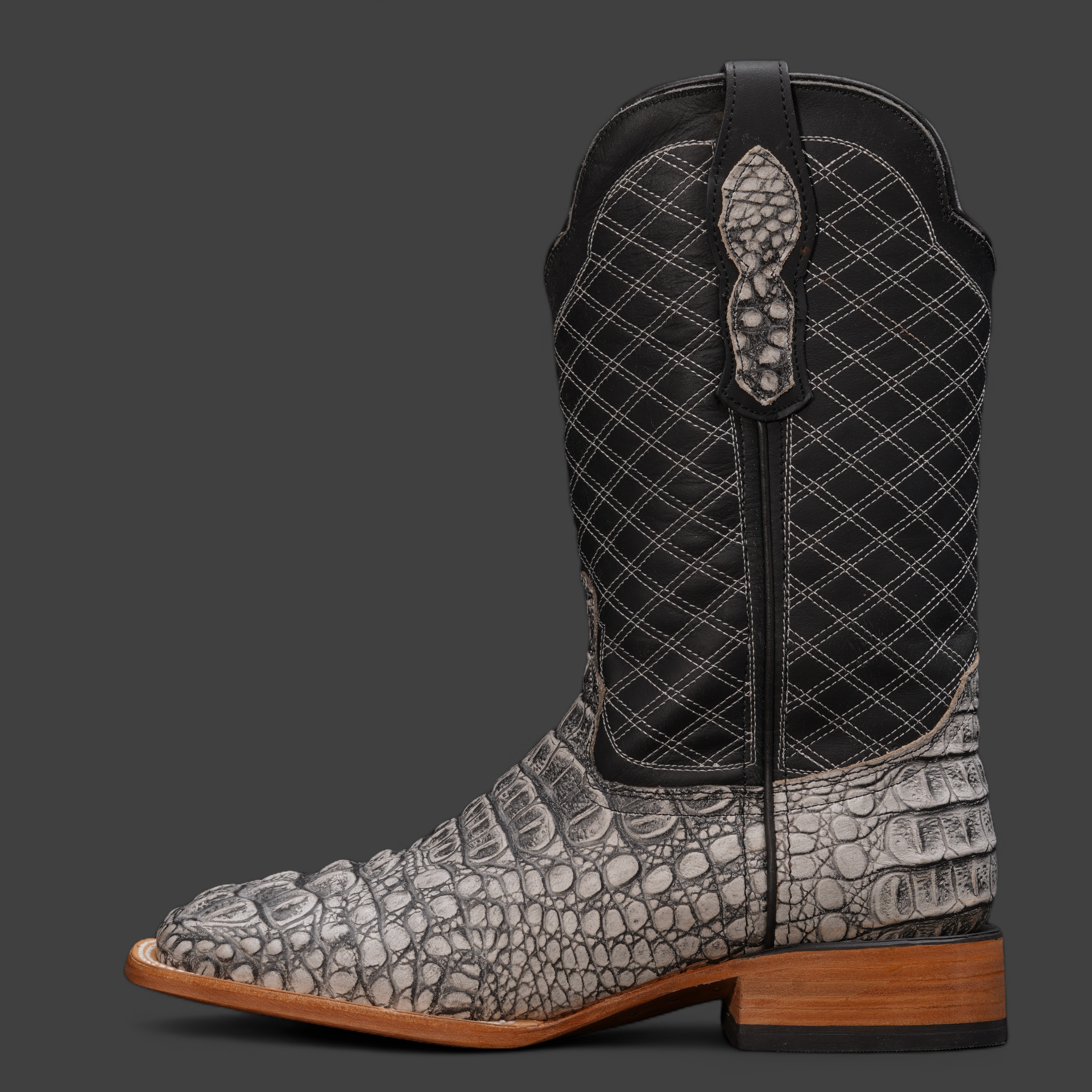 Gray Caiman Neck- Square Toe