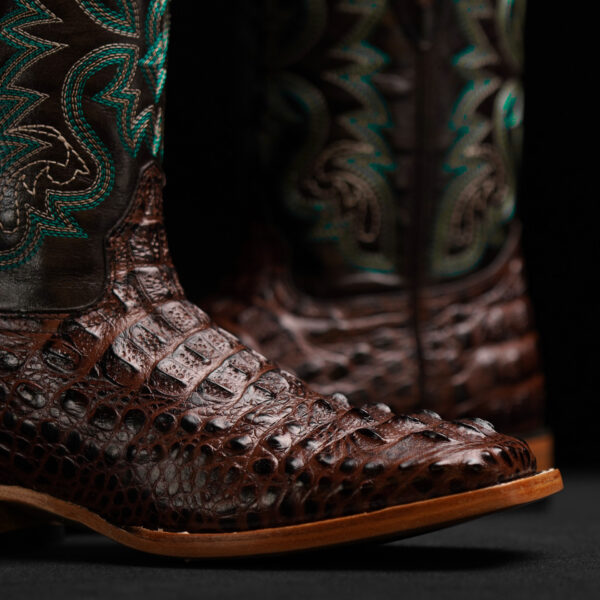 Chocolate Brown Caiman Neck- Square Toe - Image 4