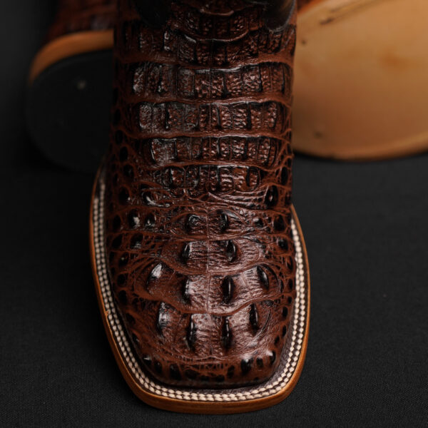 Chocolate Brown Caiman Neck- Square Toe - Image 2