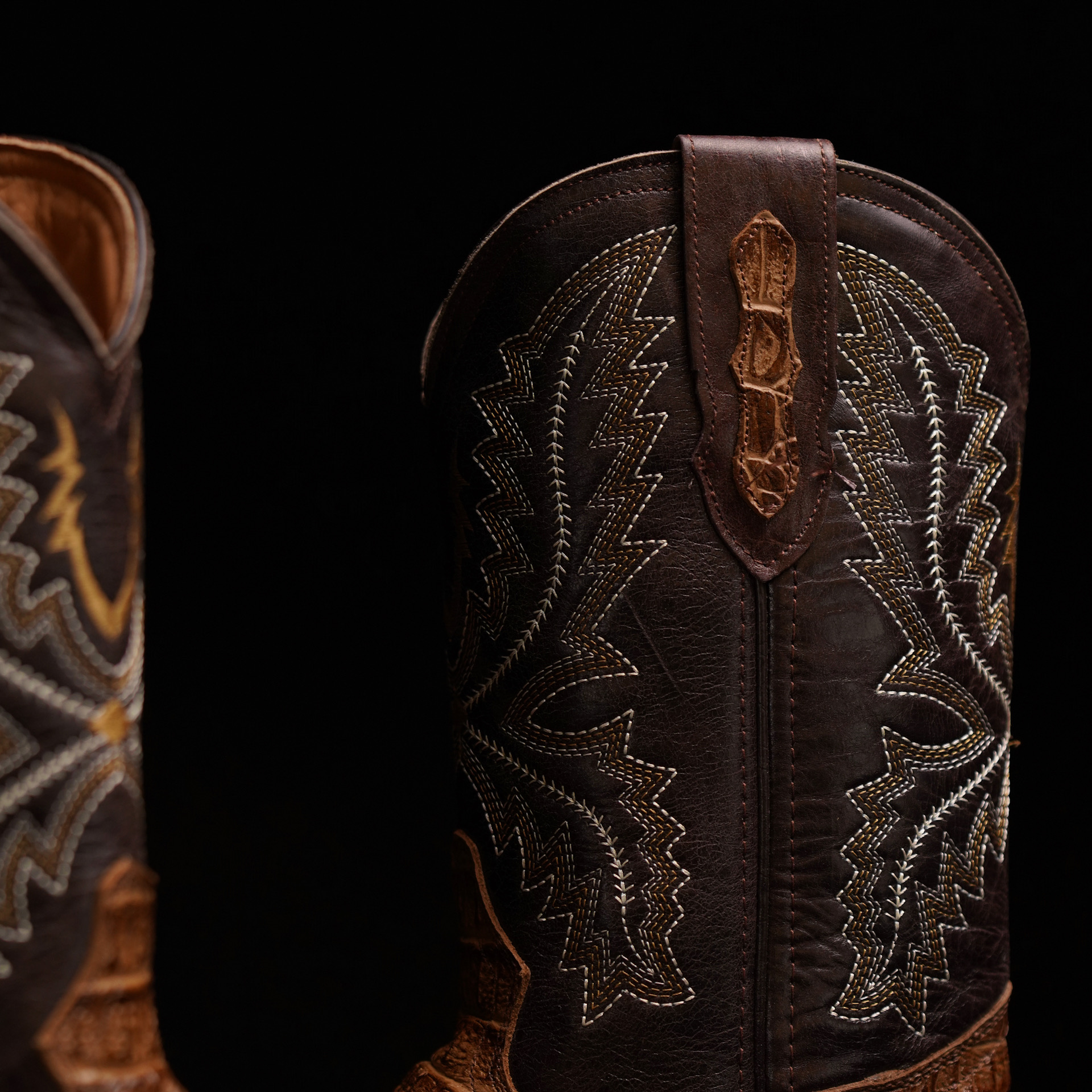 Honey Caiman Horn Back - Square Toe - Image 3