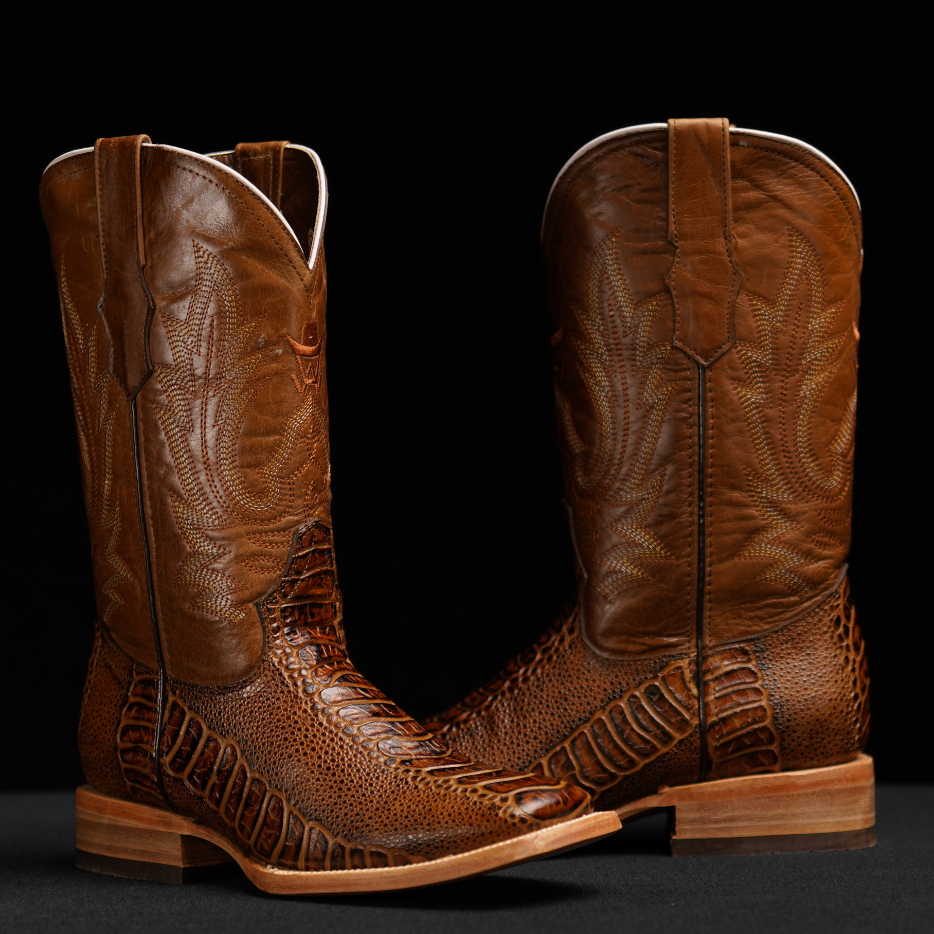 Honey Ostrich Leg – Square Toe