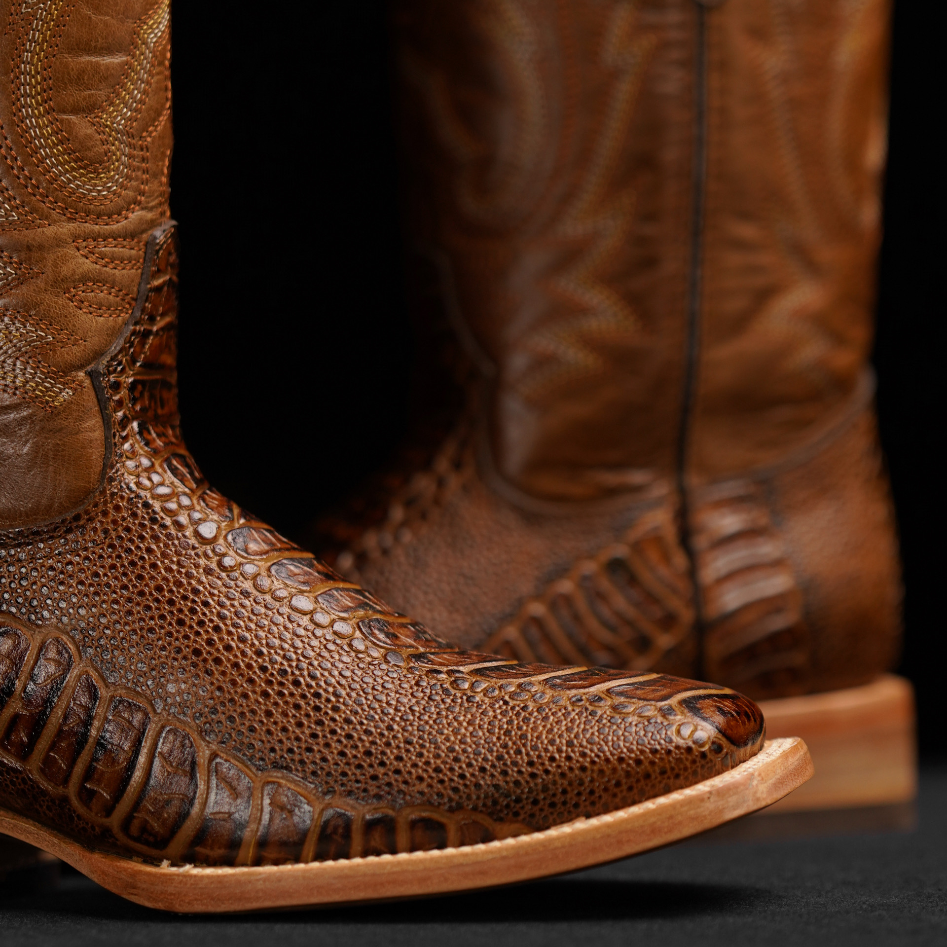 Honey Ostrich Leg – Square Toe - Image 4