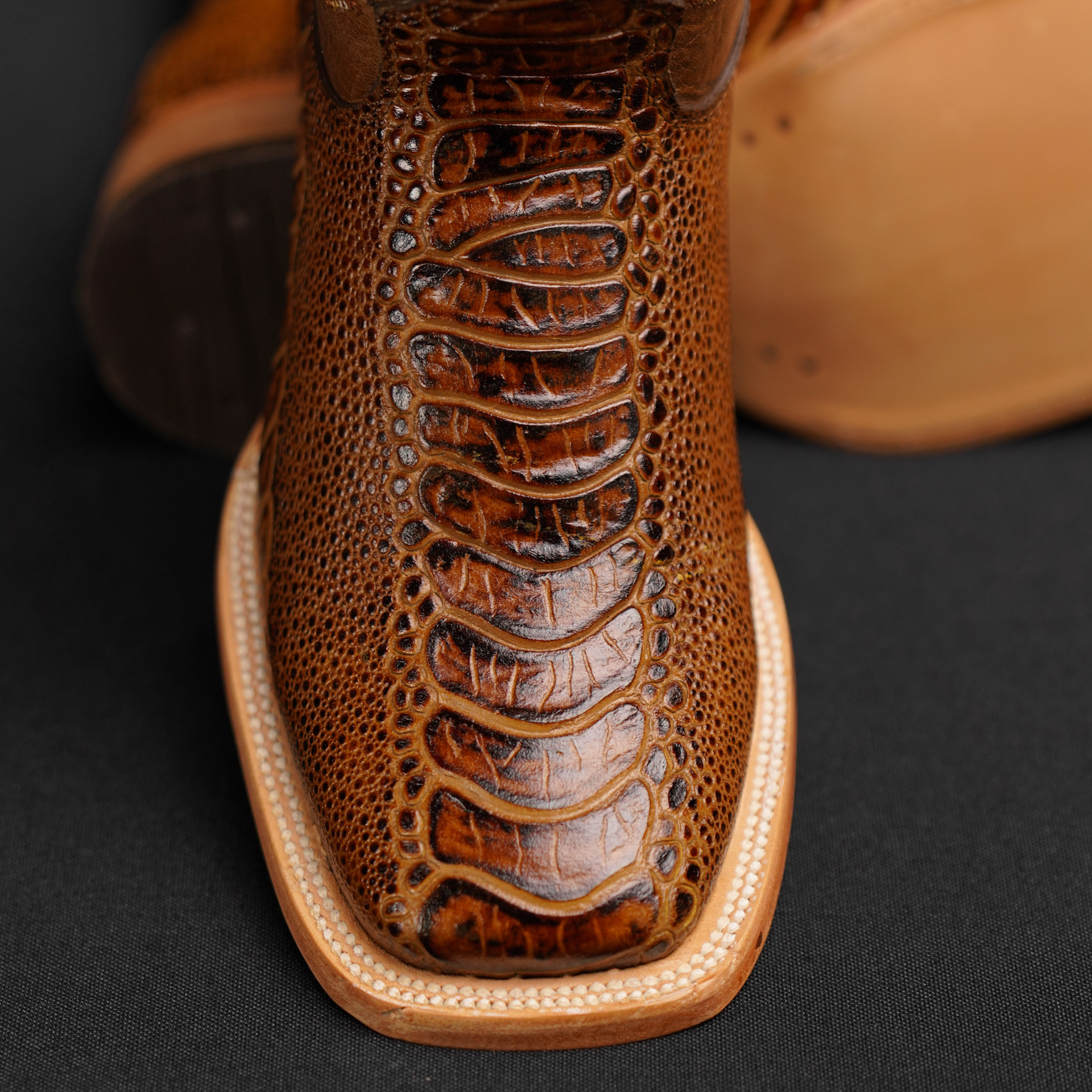 Honey Ostrich Leg – Square Toe - Image 2