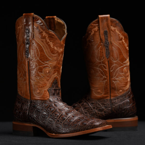 Brown Caiman Horn Back– Square Toe