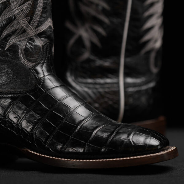 Genuine Black American Alligator Belly - Square Toe (Made In USA) - Image 4