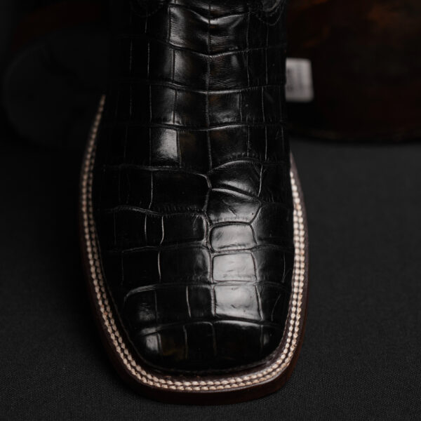 Genuine Black American Alligator Belly - Square Toe (Made In USA) - Image 2
