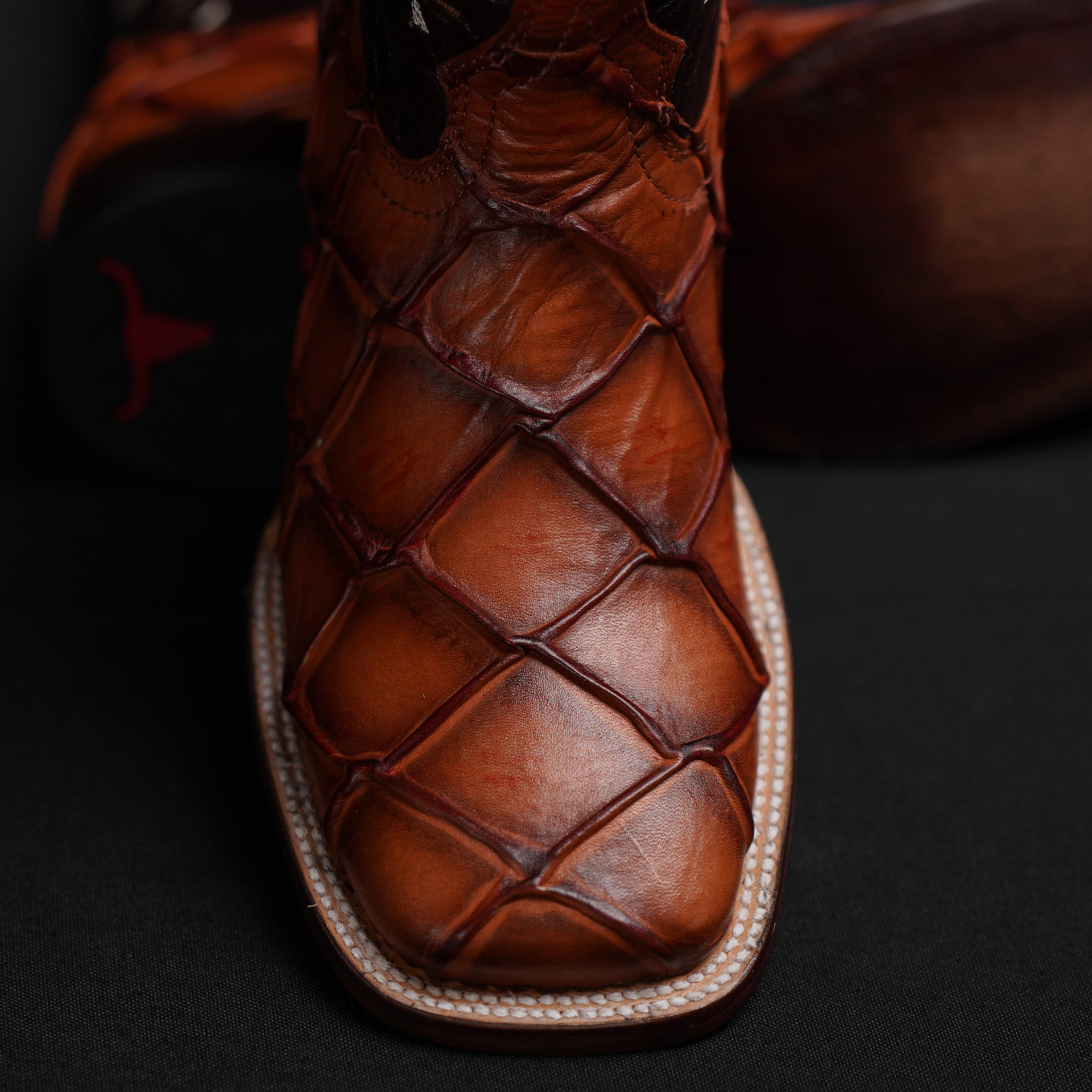 Cognac Pirarucu- Square Toe - Image 2