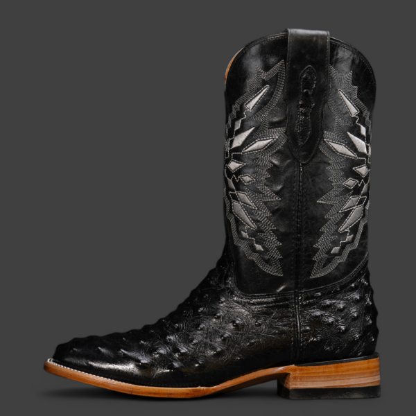 Black Ostrich - Square Toe