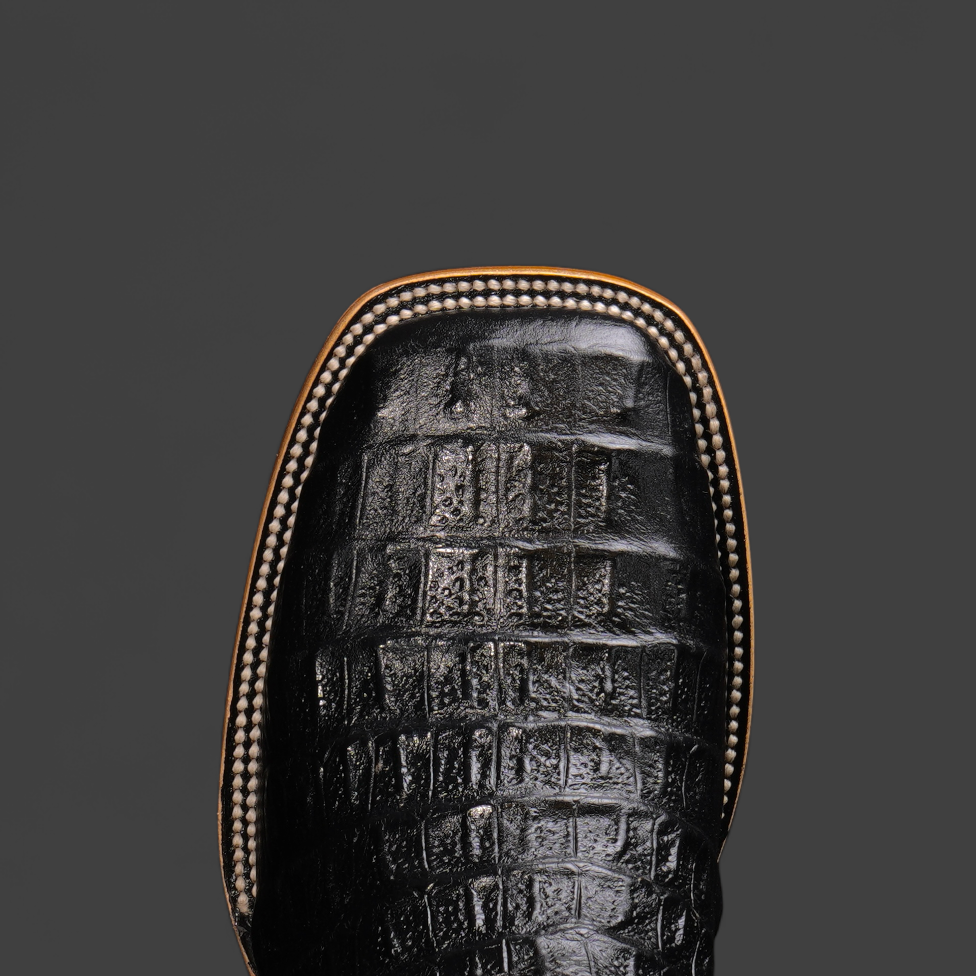 Black Caiman Horn Back - Square Toe - Image 2