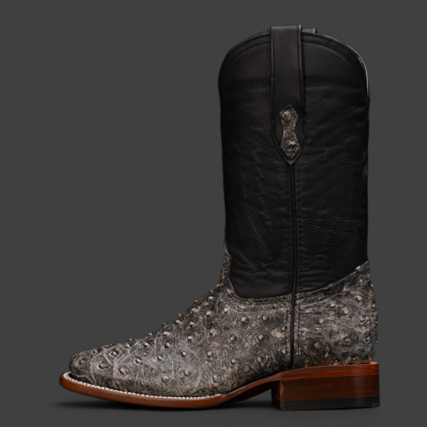 Rustic Gray Ostrich – Square Toe