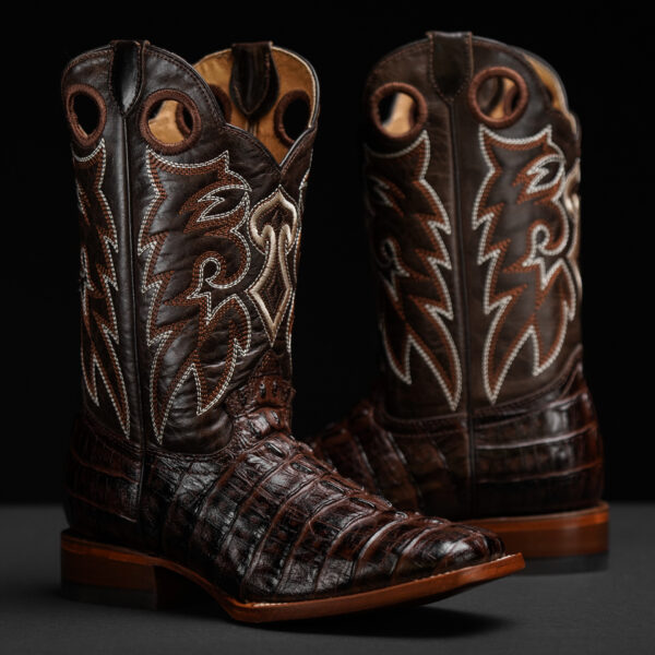 Brown Caiman Tail – Square Toe