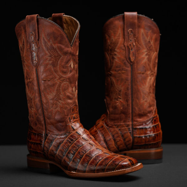 Cognac Caiman Tail – Square Toe