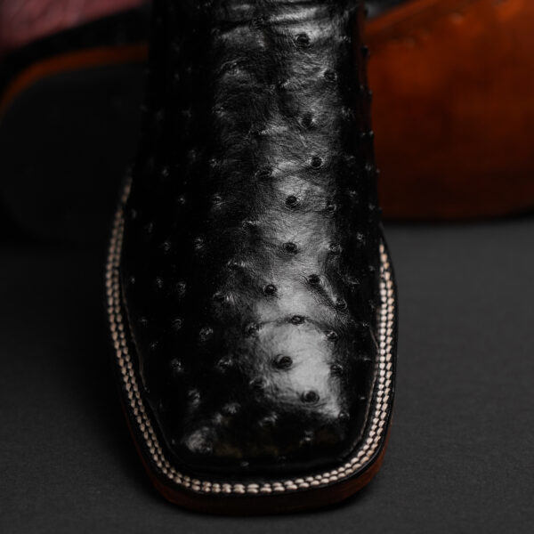 Genuine Black Full Quill Ostrich - Square Toe (Made In USA) - Image 2