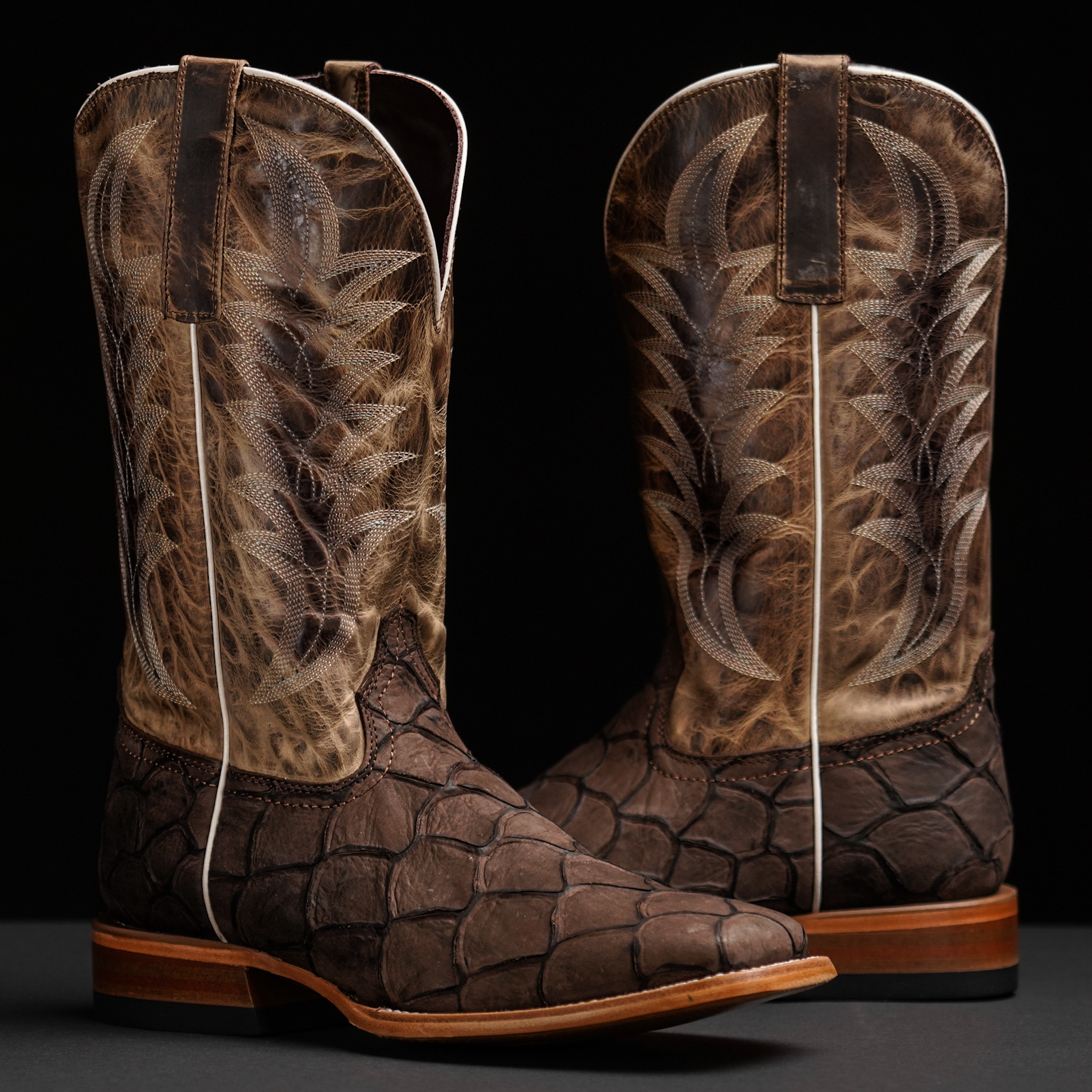 Matte Brown Fish Scale – Square Toe