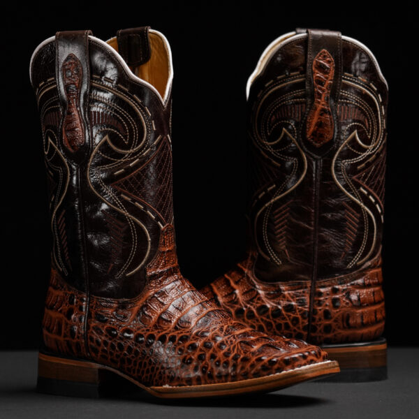 Cognac Caiman Neck- Square Toe