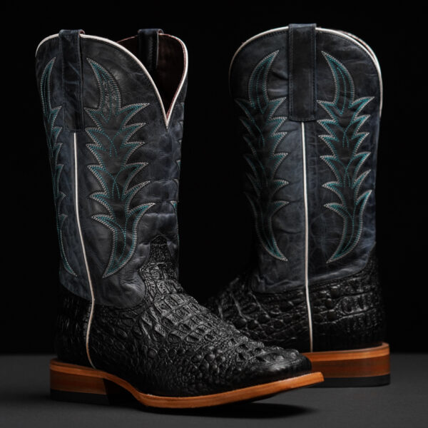 Black Caiman Neck - Square Toe