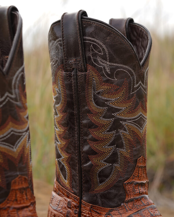 Cognac Caiman Neck - Square Toe - Image 8