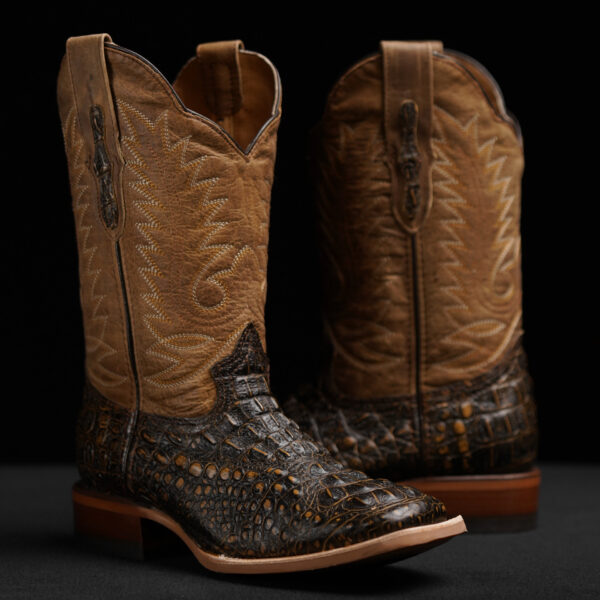 Rustic Honey Caiman Neck – Square Toe