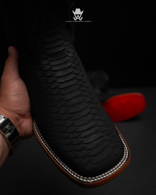Matte Black Python – Square Toe - Image 3