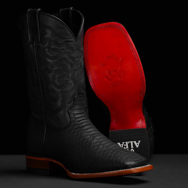 Matte Black Python – Square Toe
