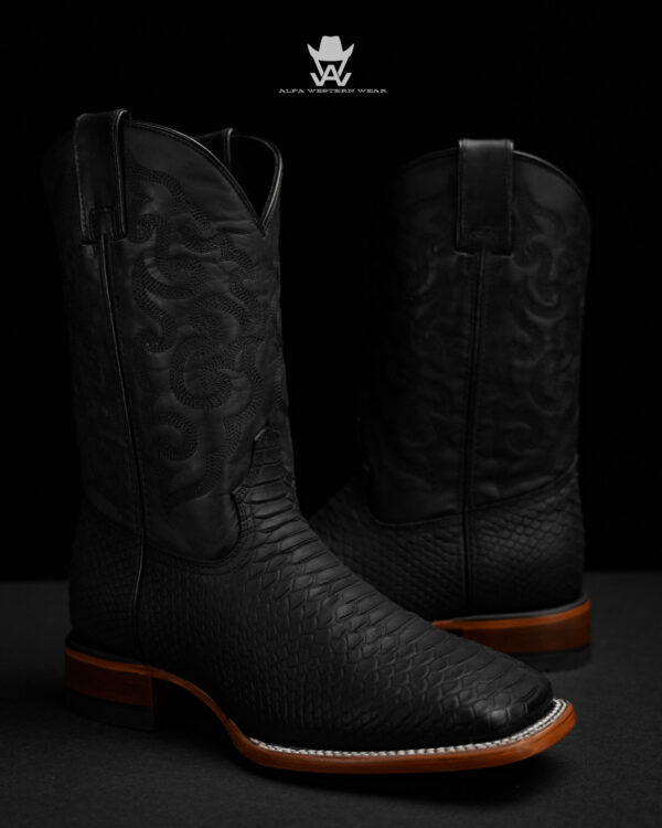 Matte Black Python – Square Toe - Image 6