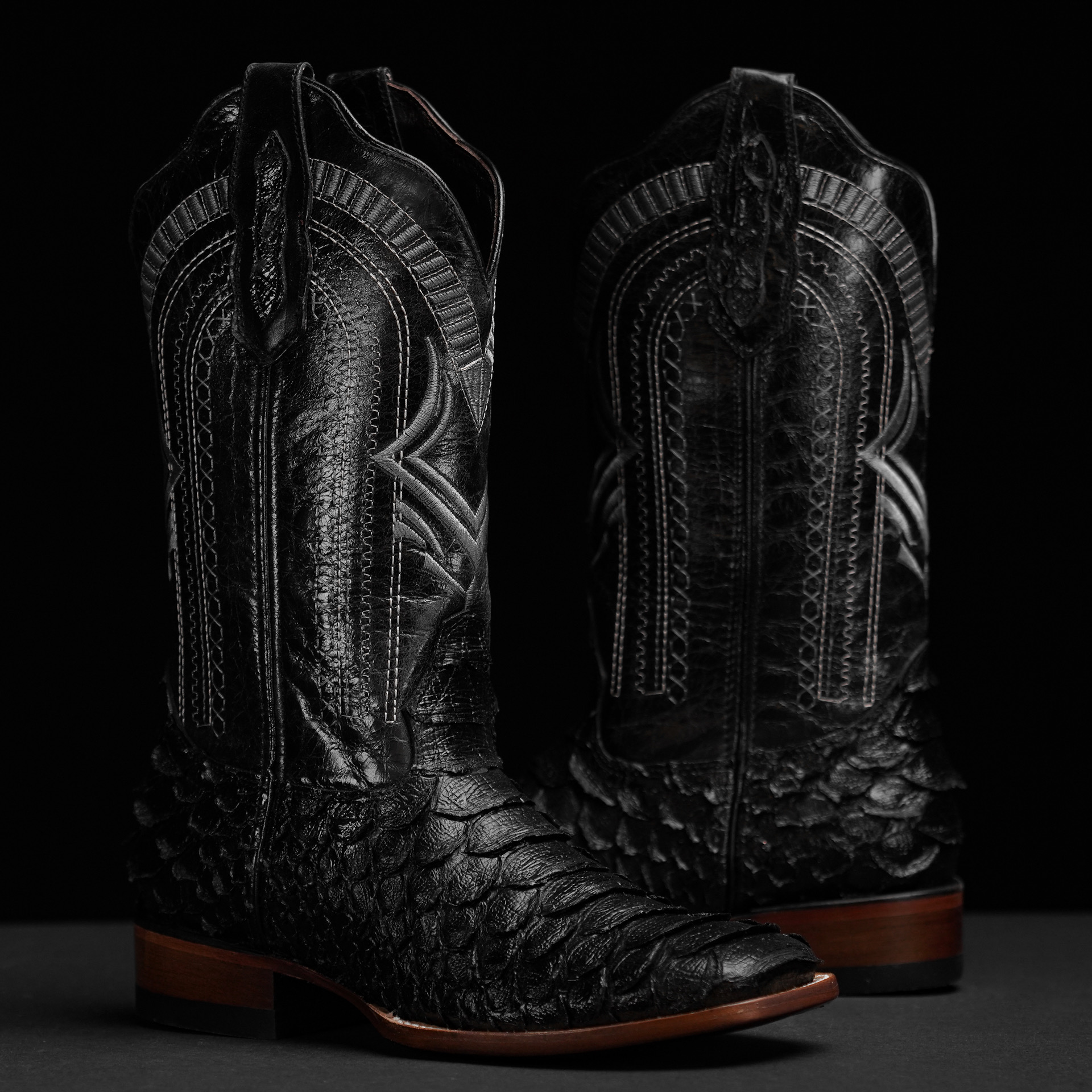 Giant Black Python – Square Toe – Alfa Western Wear