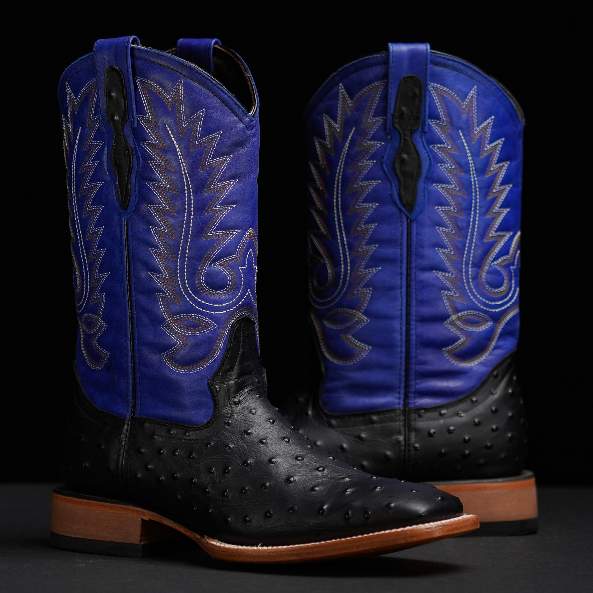 Black Ostrich – Square Toe