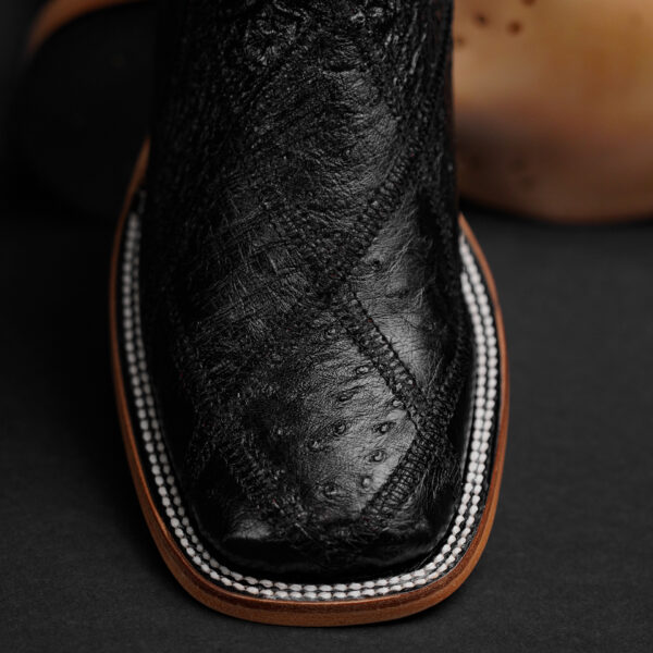 Genuine Black Ostrich Patchwork – Square Toe - Image 2