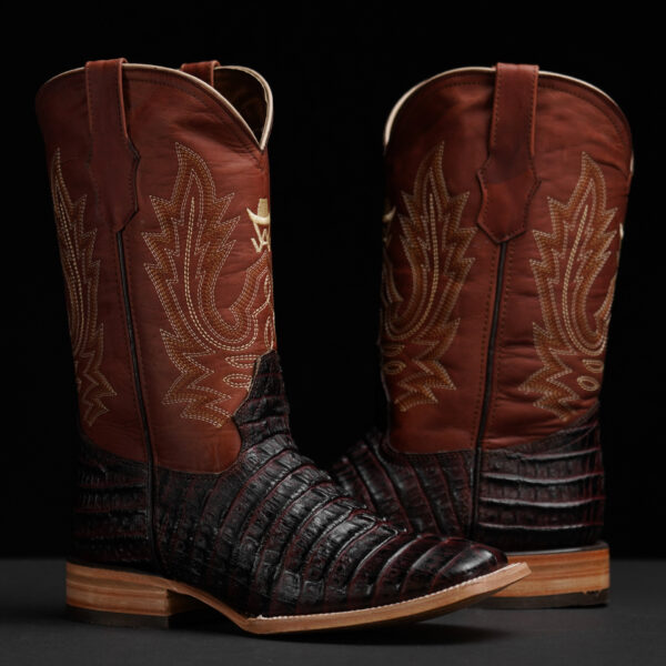 Brown Caiman Tail – Square Toe