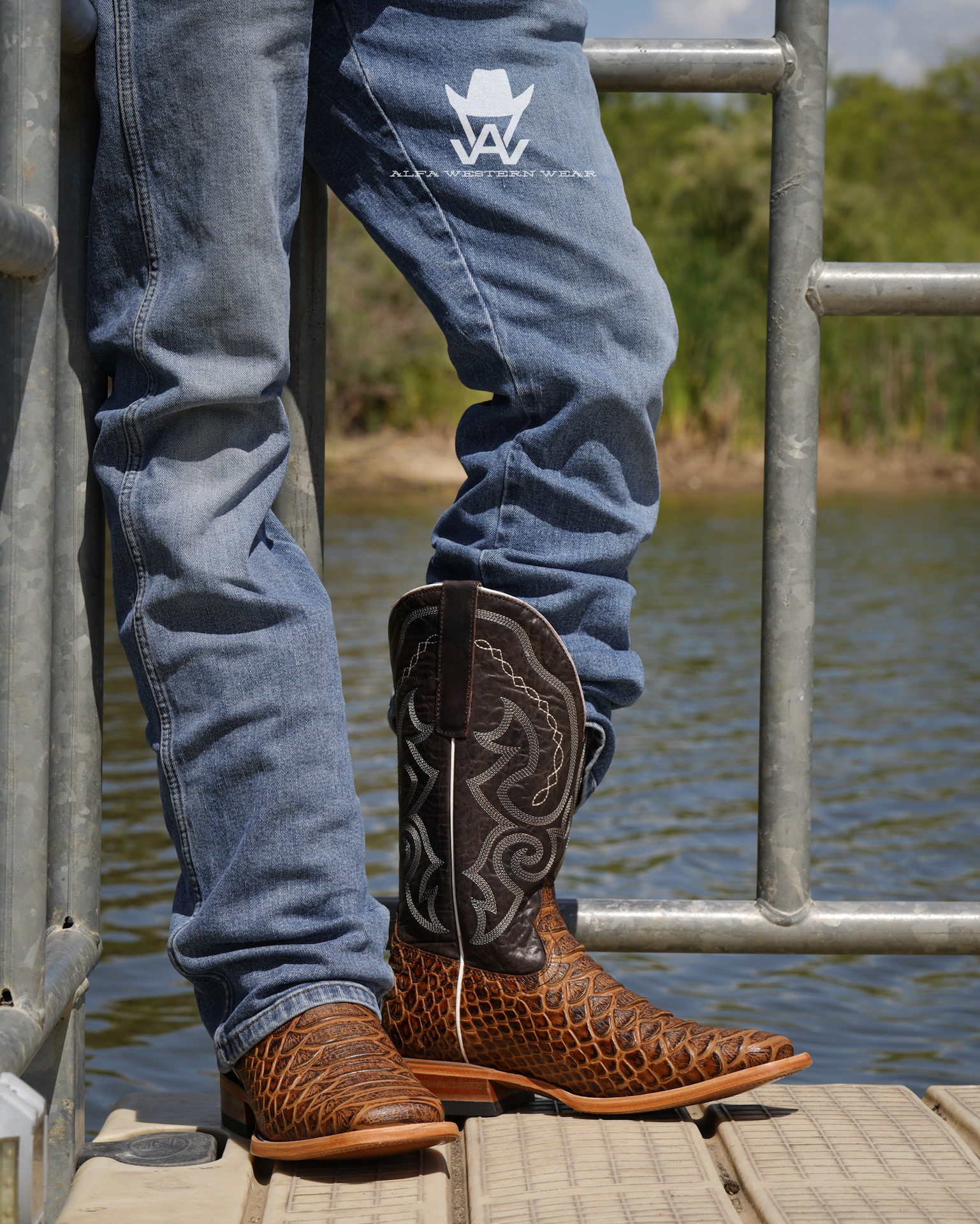 Giant Honey Python – Square Toe – Alfa Western Wear