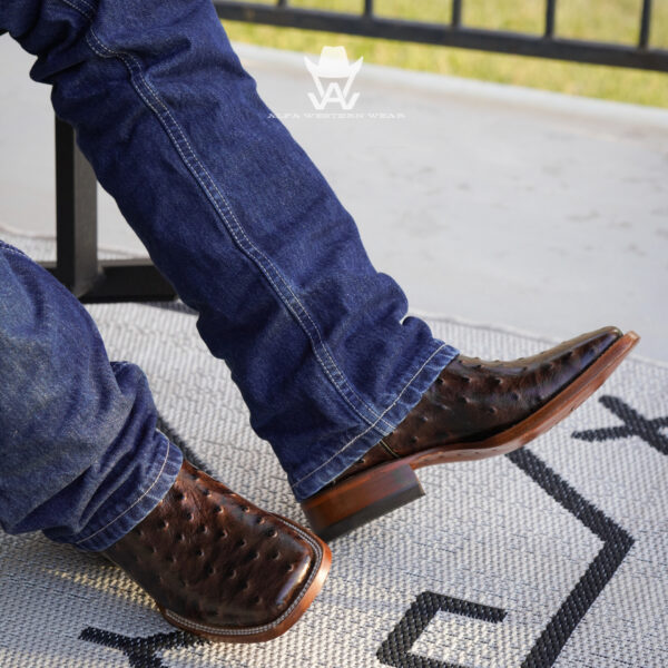Brown Ostrich – Square Toe - Image 3