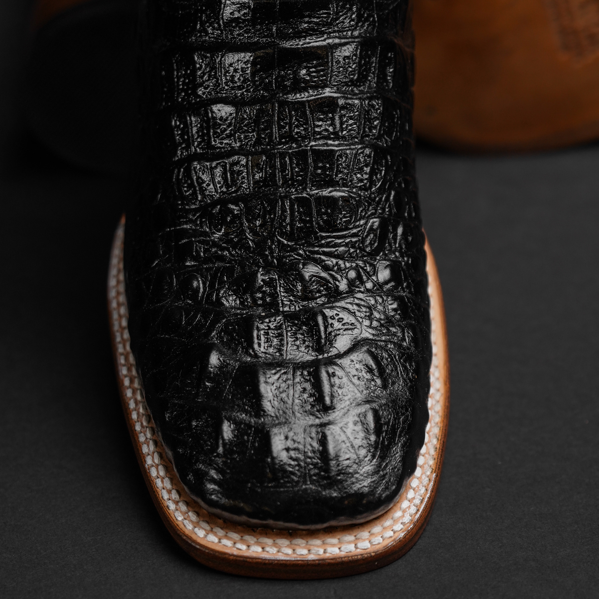 Black Caiman Neck- Square Toe – Alfa Western Wear