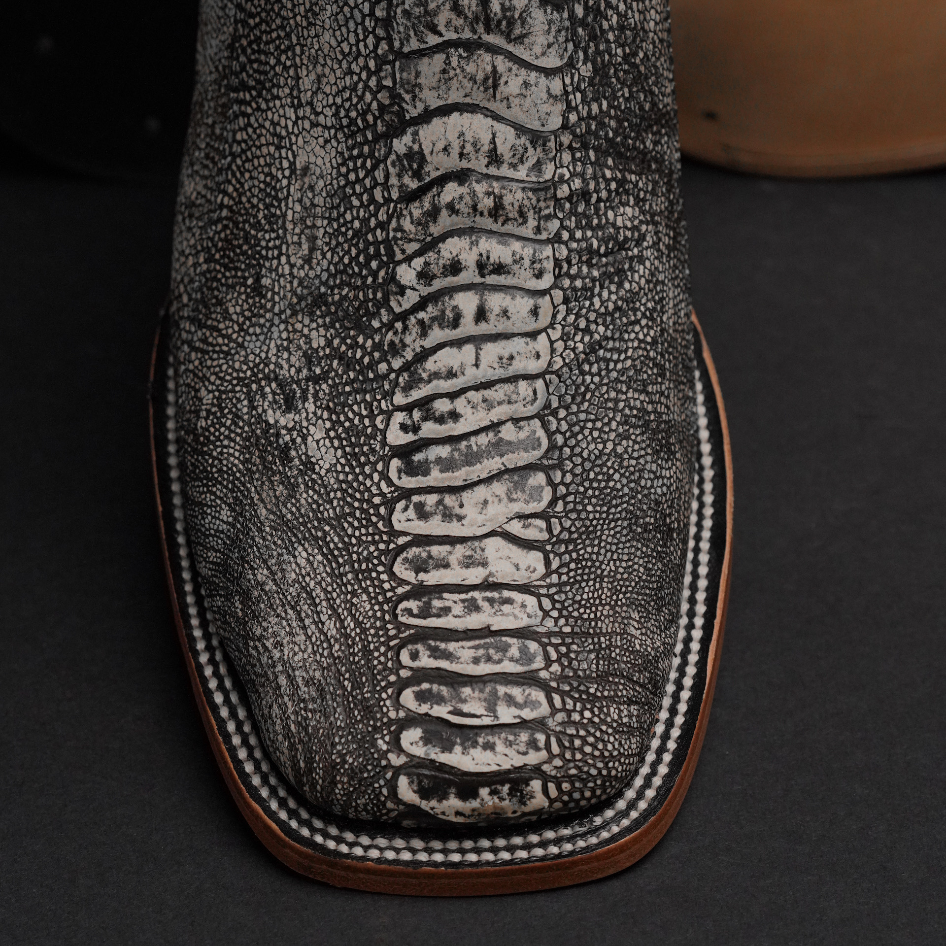 Genuine Rustic Brown Ostrich Leg– Square Toe - Image 2