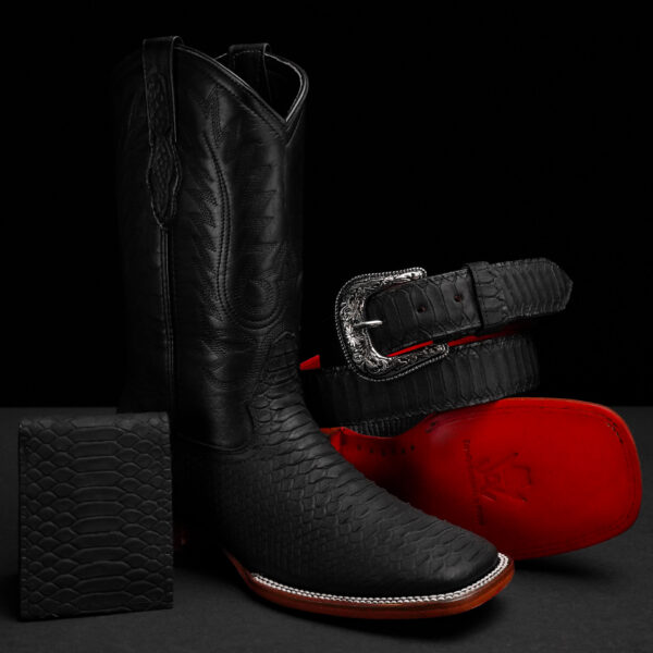 Matte Black Python Combo (Boot/Belt/Wallet)