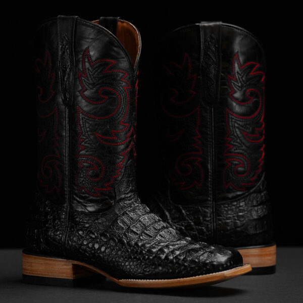 Black Caiman Neck – Square Toe