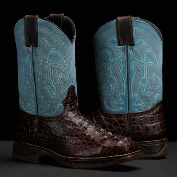 Brown Caiman Neck Steel Toe – Square Toe