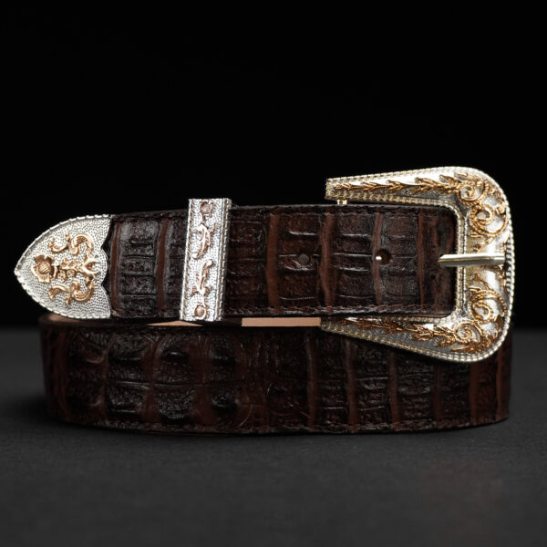 Brown Caiman Neck Belt