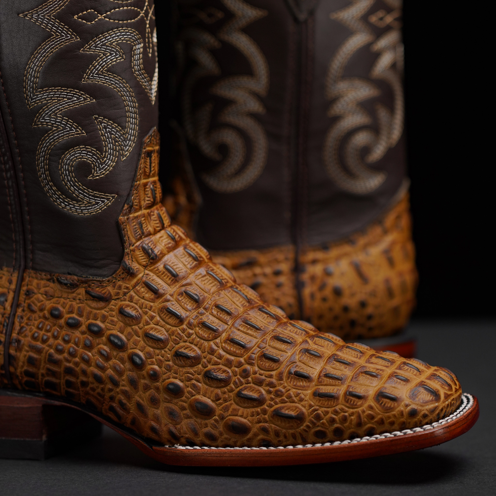 Honey Caiman Horn Back– Square Toe - Image 4