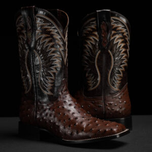 Brown Ostrich – Square Toe