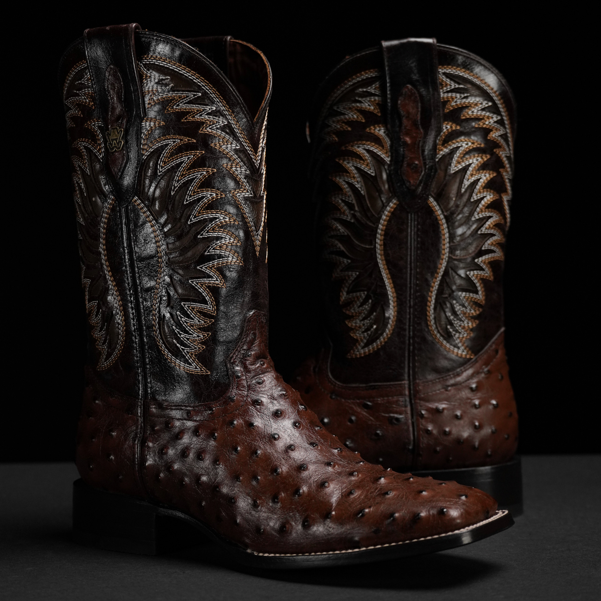 Brown Ostrich – Square Toe