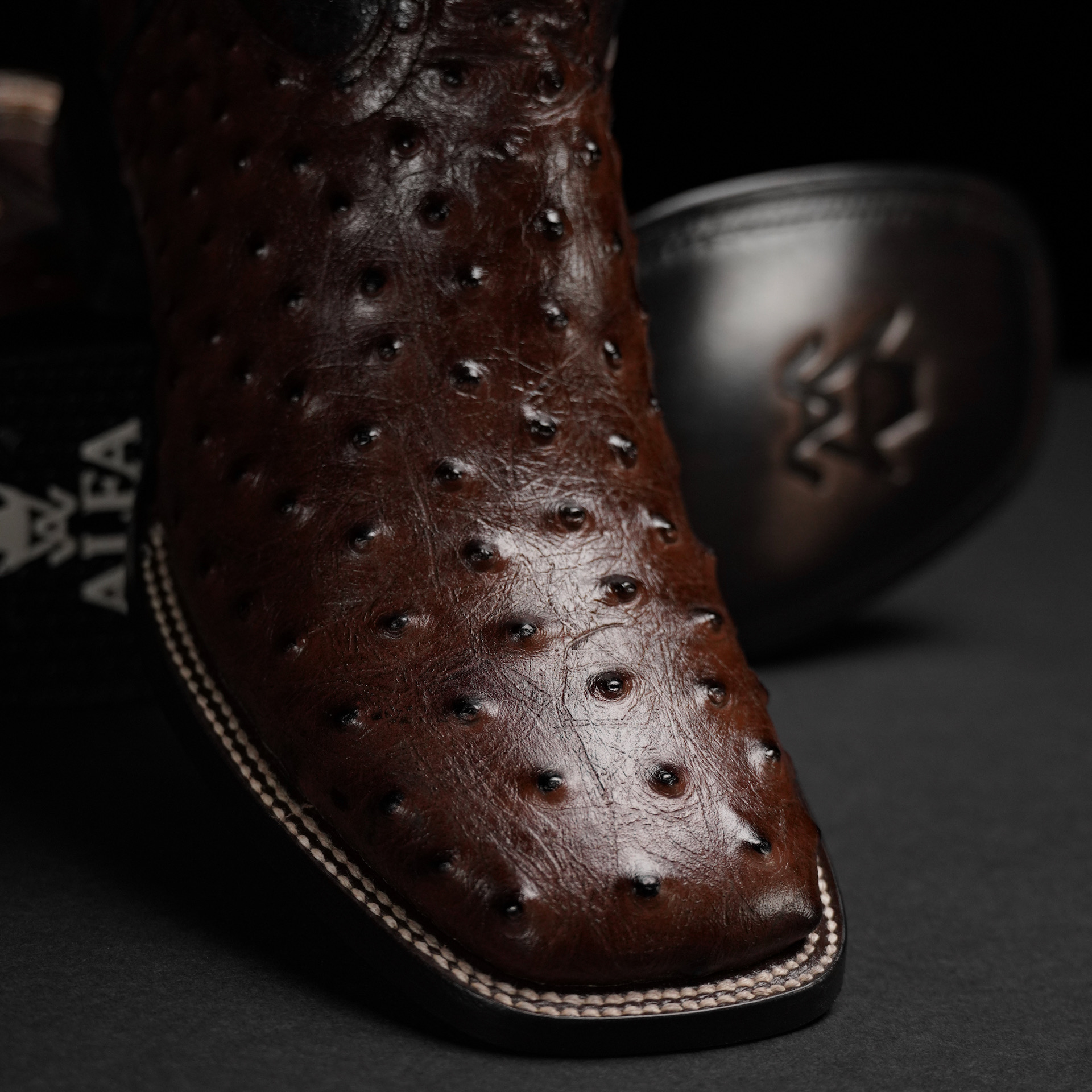 Brown Ostrich – Square Toe - Image 2