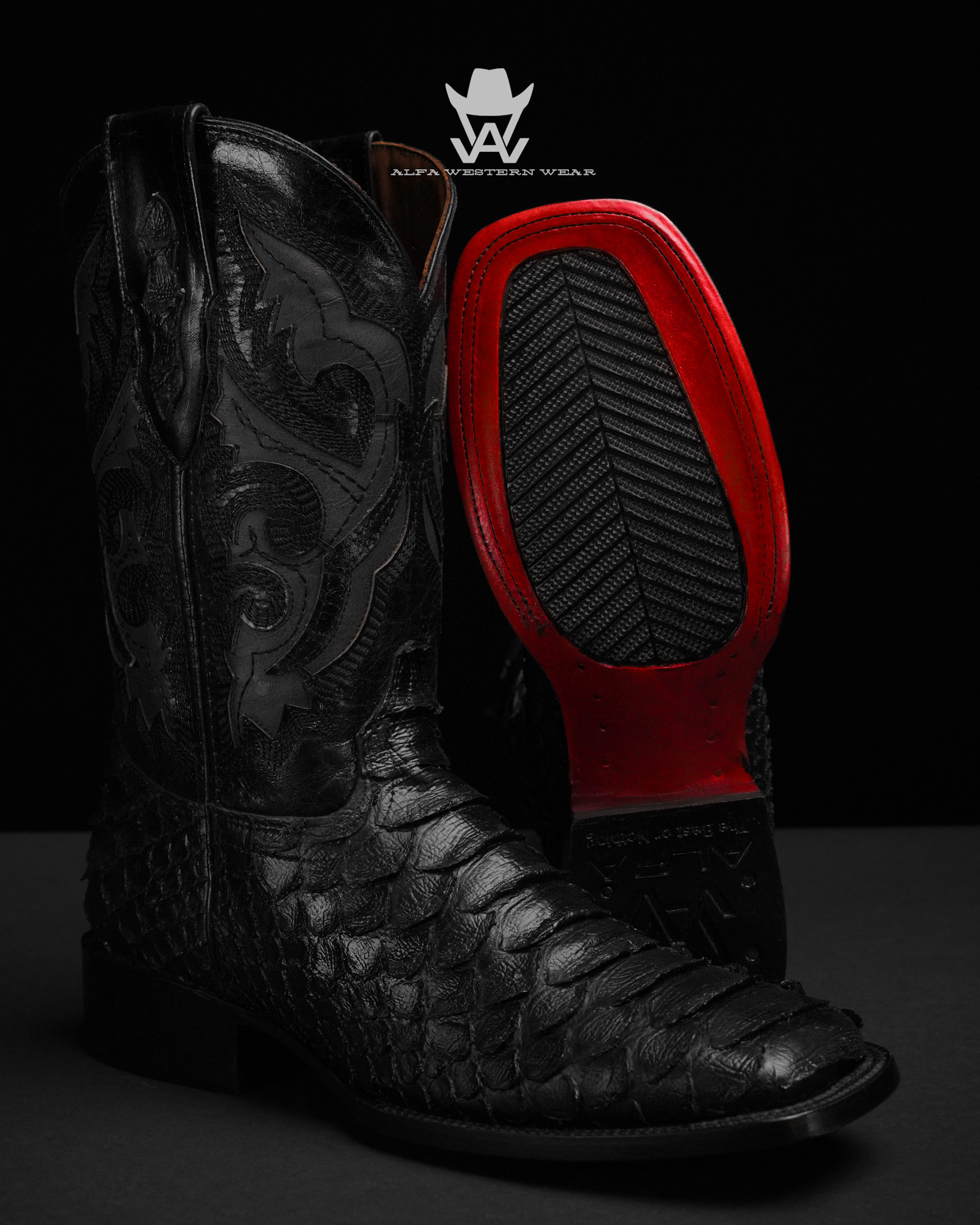 Black Giant Python – Square Toe – Alfa Western Wear