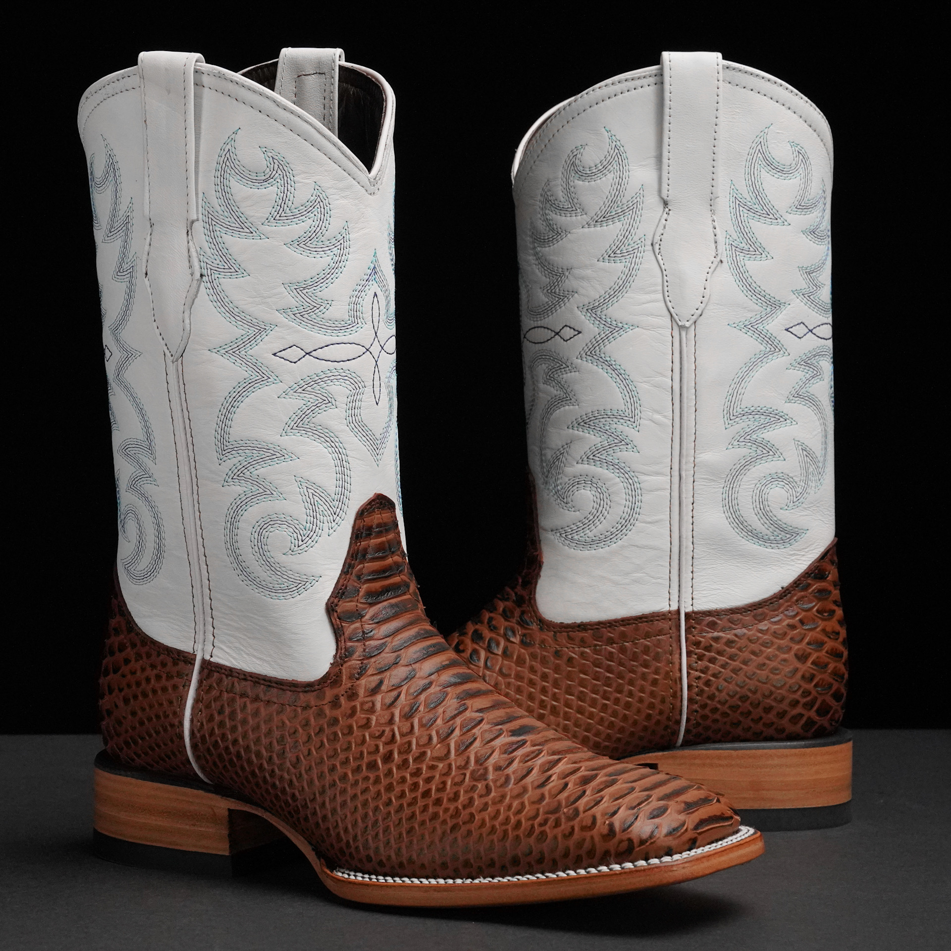 Cognac Python - Square Toe - Alfa Western WearAlfa Western Wear