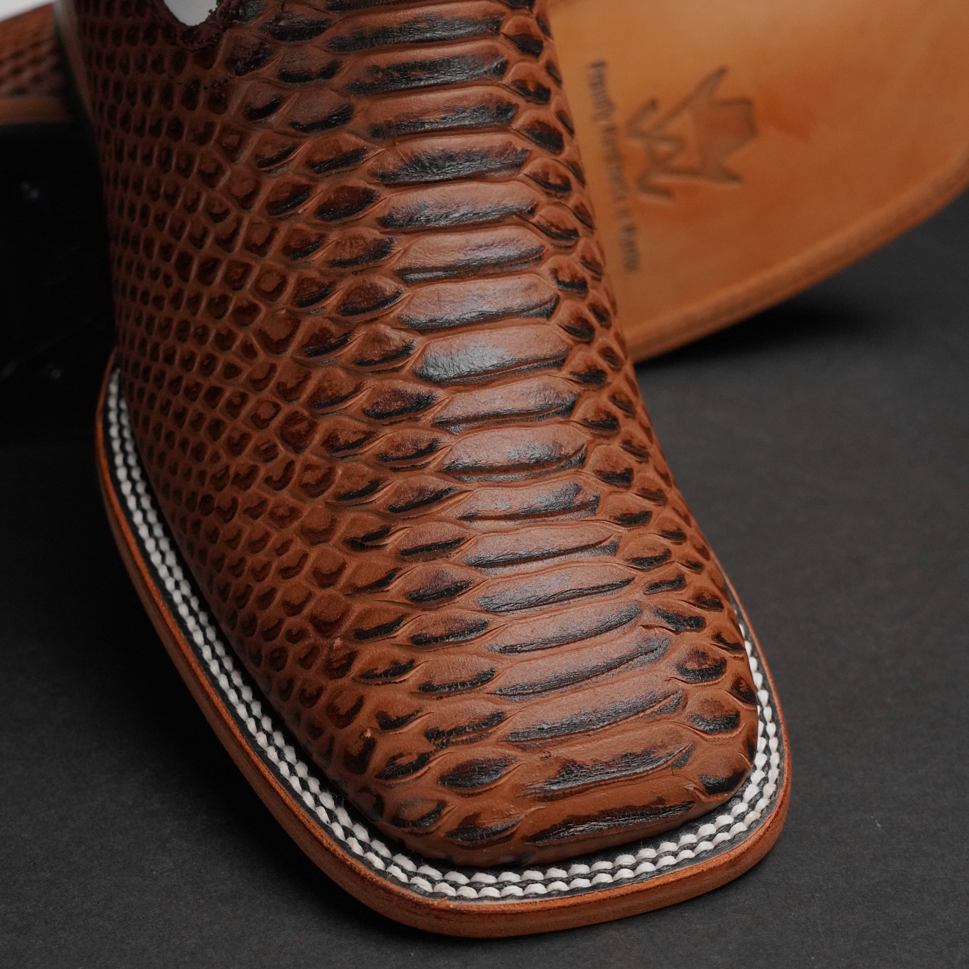 Cognac Python - Square Toe - Alfa Western WearAlfa Western Wear