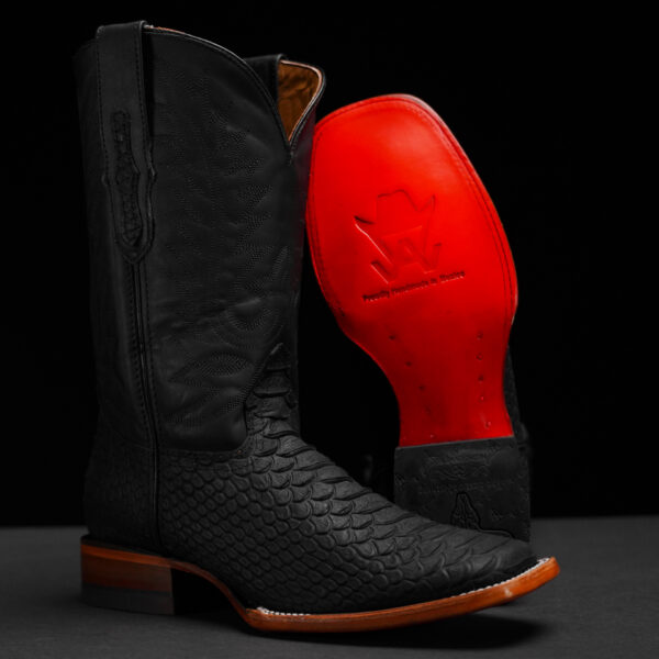 Matte Black Python - Square Toe