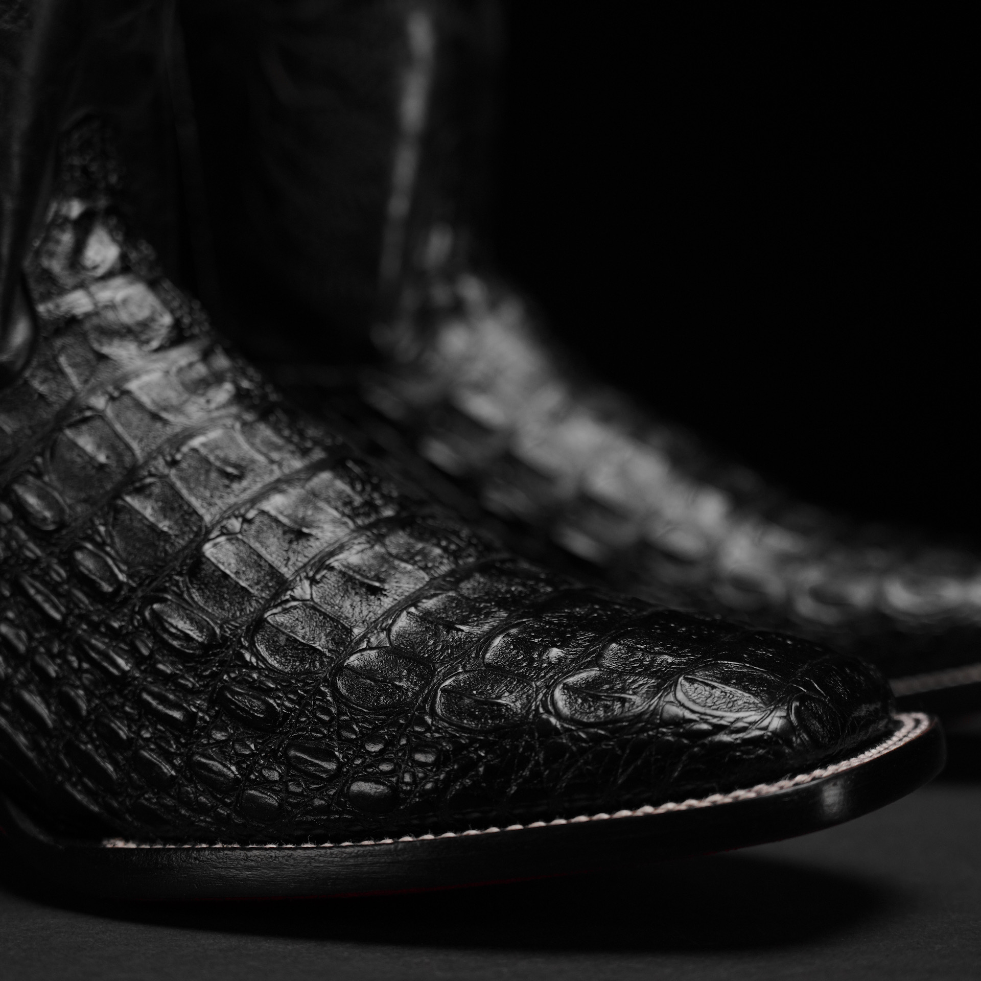 Black Caiman Horn Back – Square Toe – Alfa Western Wear