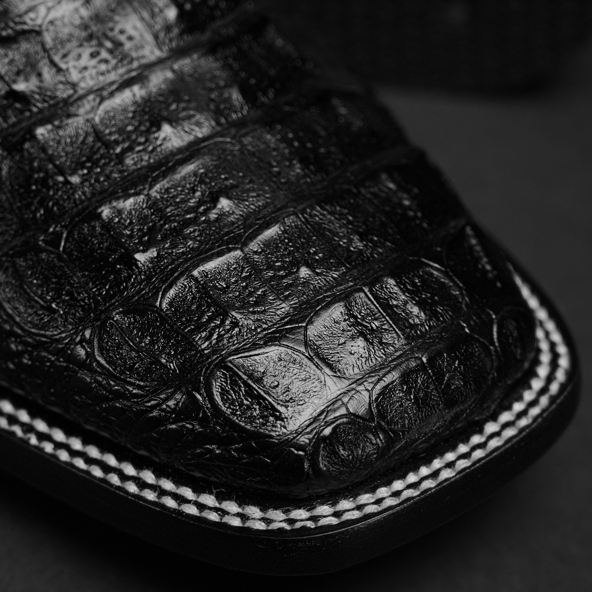 Black Caiman Horn Back – Square Toe – Alfa Western Wear
