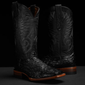 Black Ostrich – Square Toe