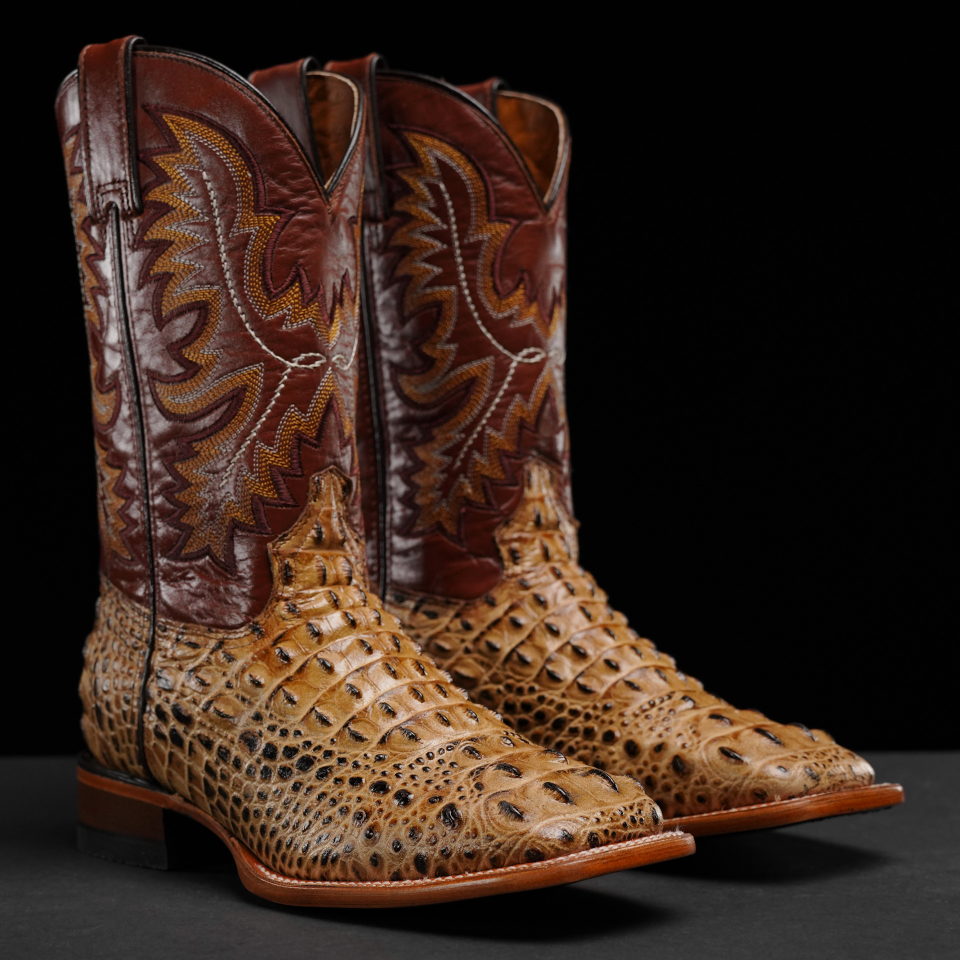319 ANTE CAMEL サイズ23.5 Orix Baby Caiman Neck – Square Toe – Alfa Western Wear