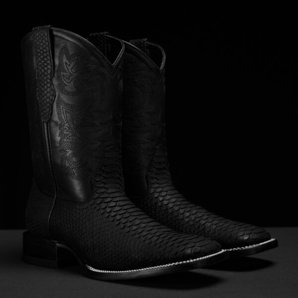 Matte Black Python - Square Toe - Image 2